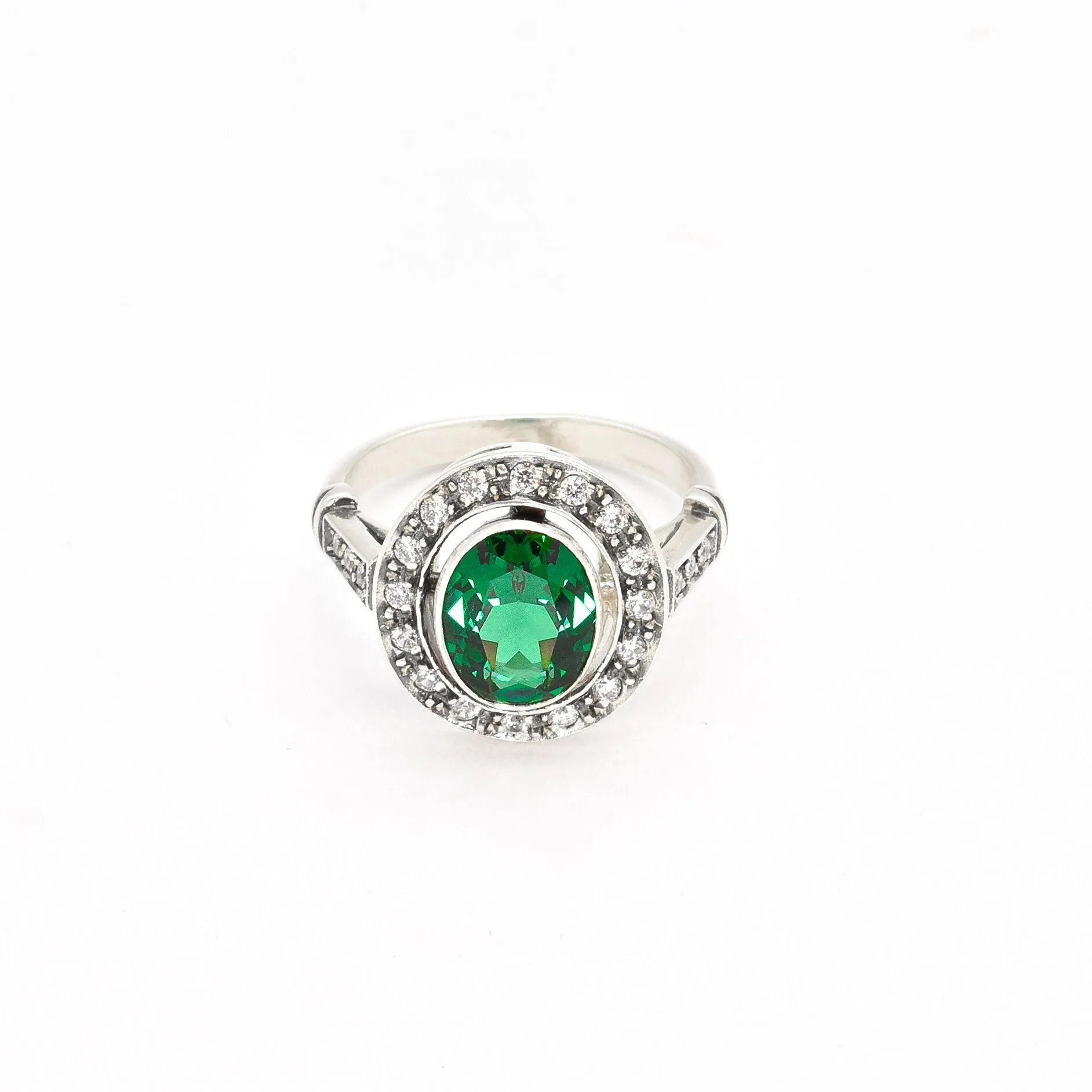 Vintage Emerald Ring - Green Statement Ring - Antique Oval Ring