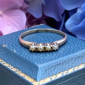 Vintage Four Stone Pearl Ring