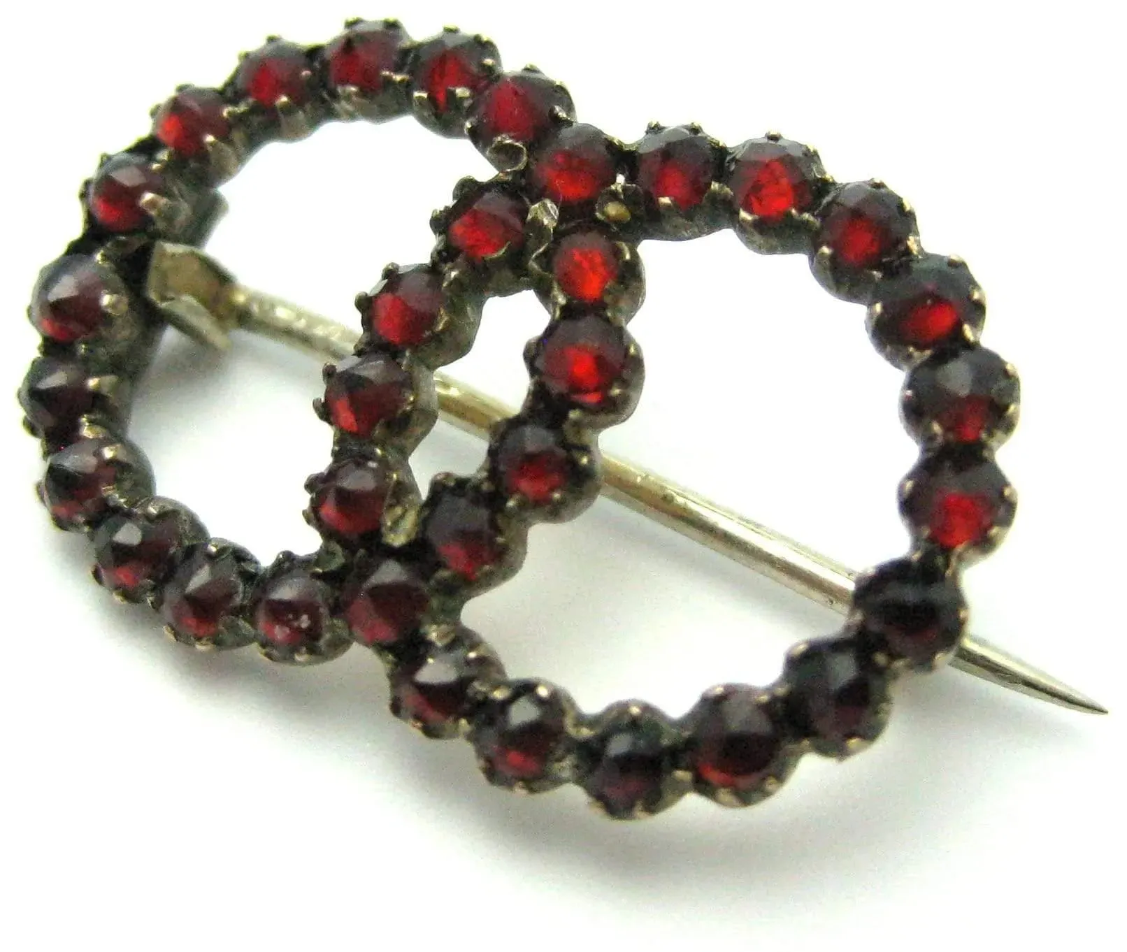 Vintage Garnet Double Circle Brooch