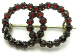 Vintage Garnet Double Circle Brooch