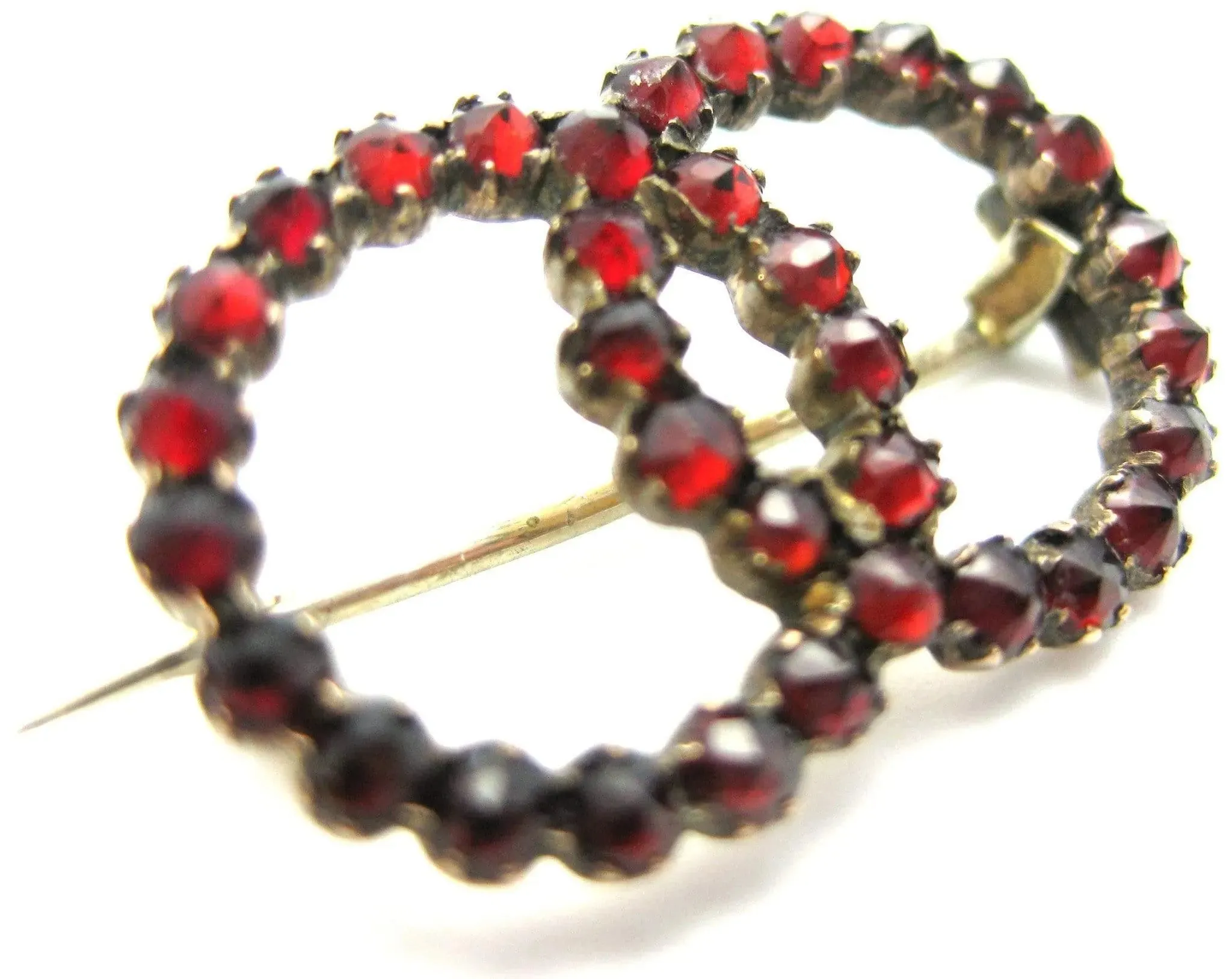 Vintage Garnet Double Circle Brooch