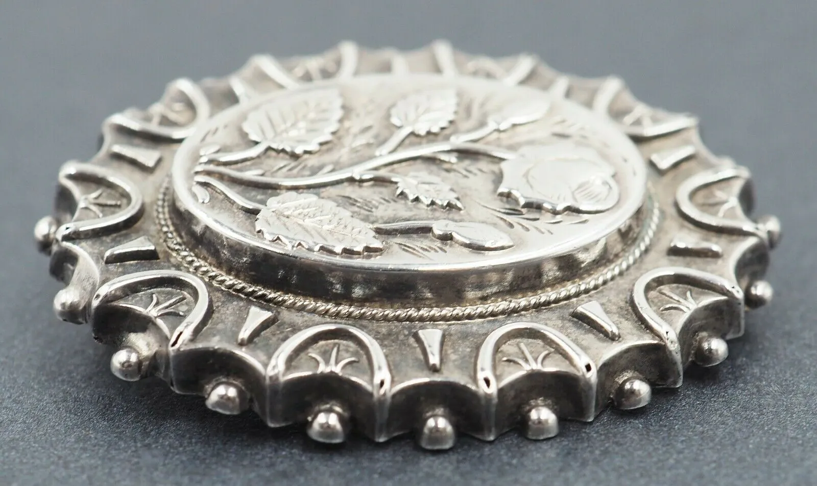 Vintage  Sterling Silver Floral Brooch