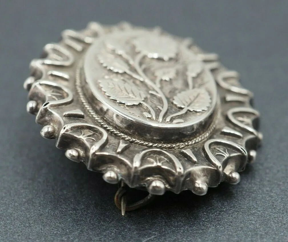 Vintage  Sterling Silver Floral Brooch