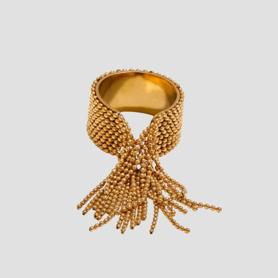 Waterfall Bead Layer 18k Gold Ring