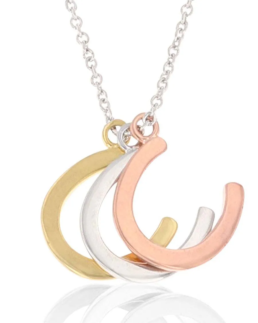 Women's Trio Horseshoe Charm Necklace