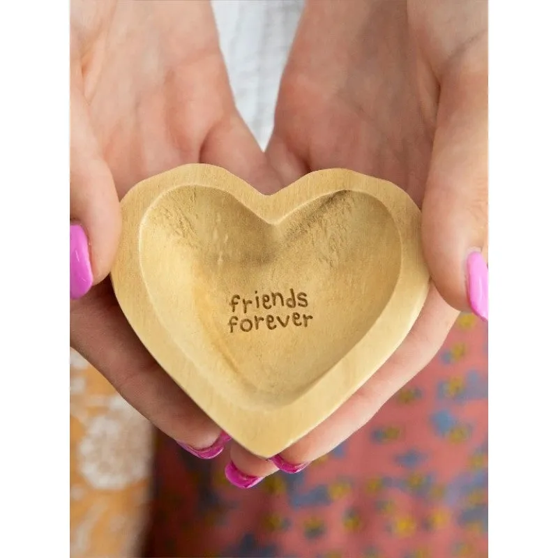 Wooden Heart Trinket Jewelry Dish - Friends Forever