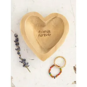 Wooden Heart Trinket Jewelry Dish - Friends Forever