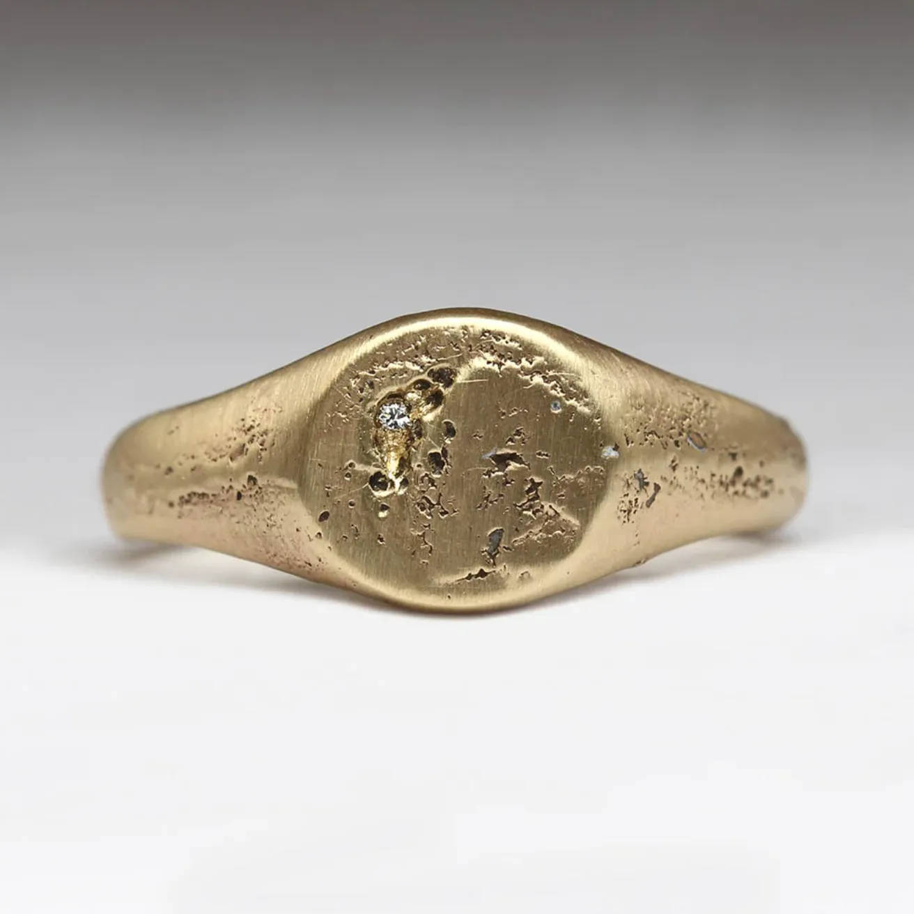 Yellow Gold & Diamond Signet Ring