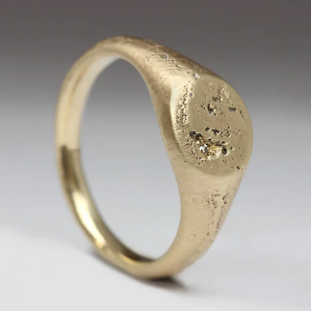 Yellow Gold & Diamond Signet Ring