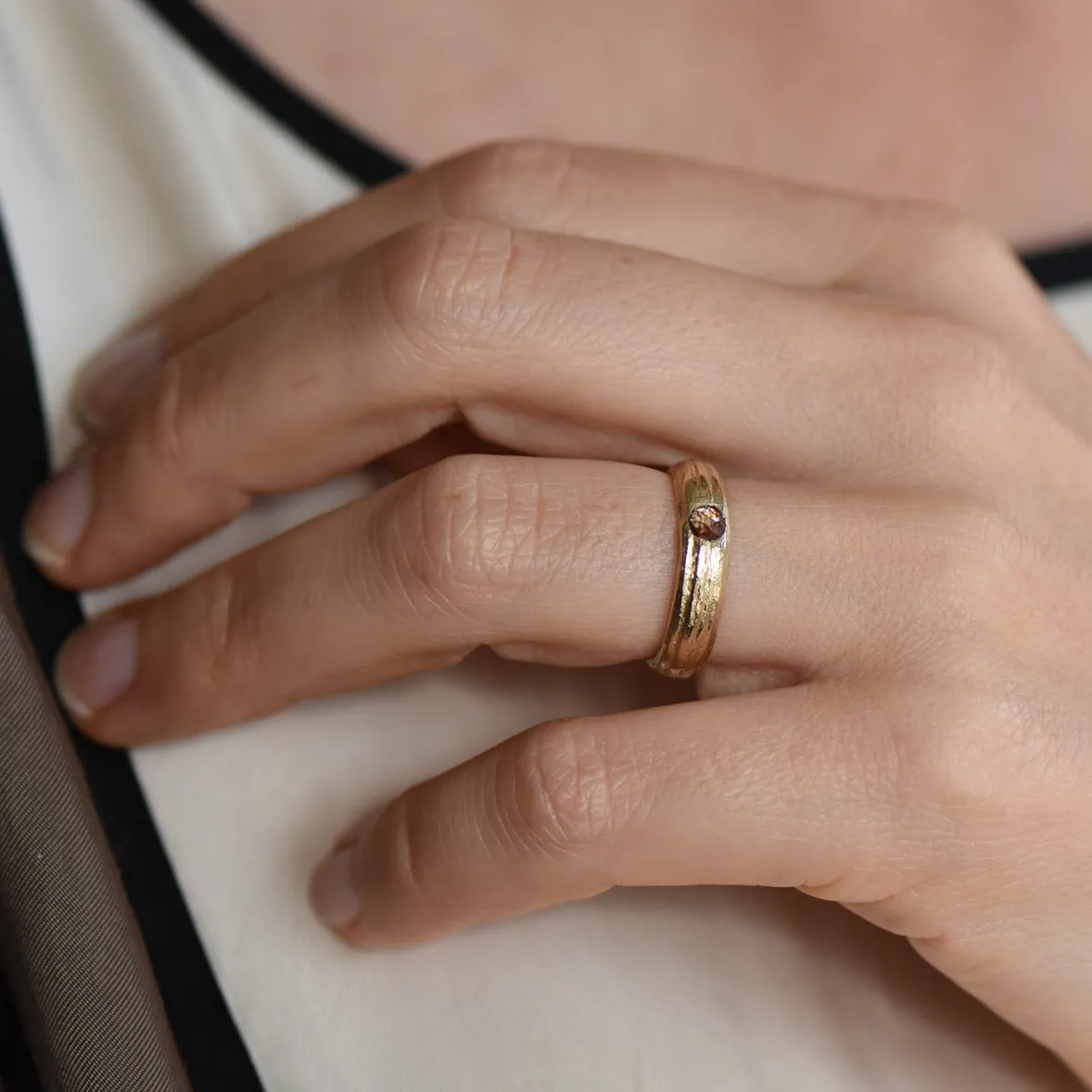 Yellow Gold & Orange Diamond Ring