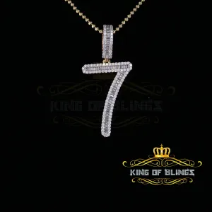 Yellow Sterling Silver Baguette Numeric Number '7'Pendant 3.66ct Cubic Zirconia