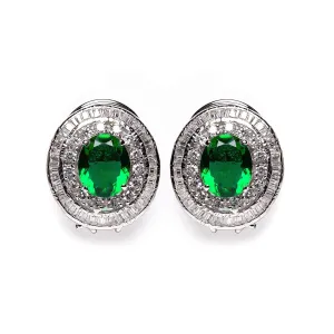 Zinnia | Emerald and Simulated Diamond Stud Earrings